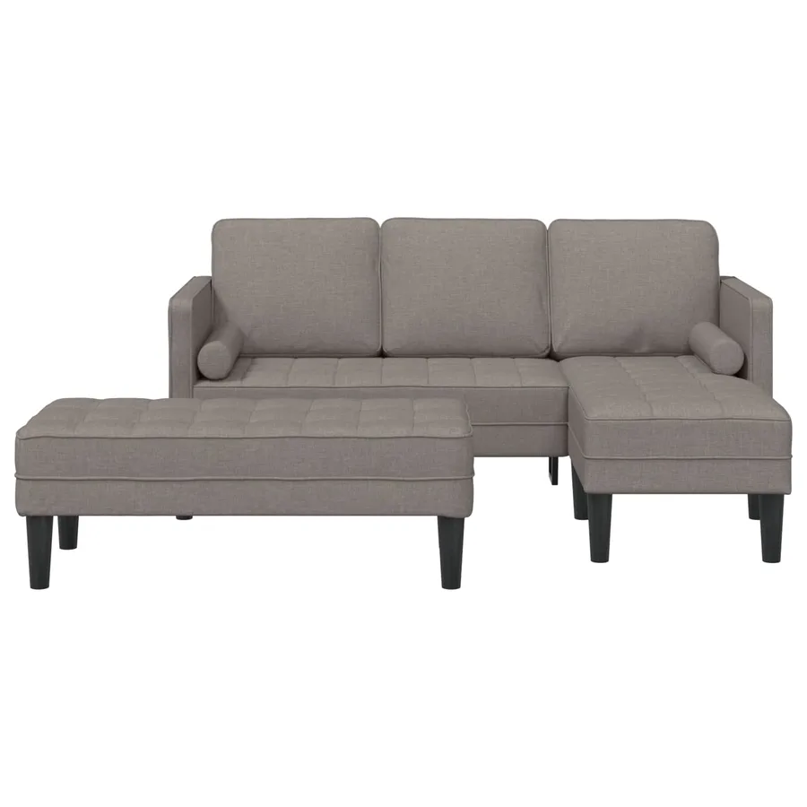 Ensemble de Canapés avec coussin 2 pcs Taupe Polyester - 5