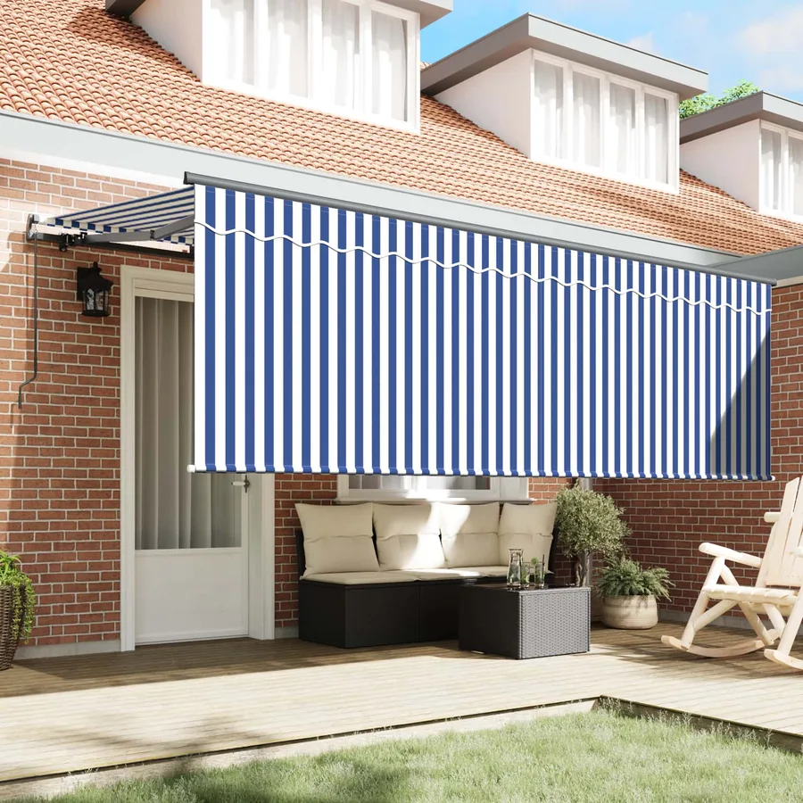 Auvent Rétractable Bleu et Blanc 400 x 200 cm - 3