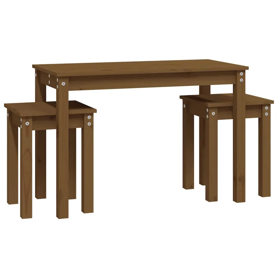 Tables gigognes 3 pcs Marron miel Bois de pin massif - 5
