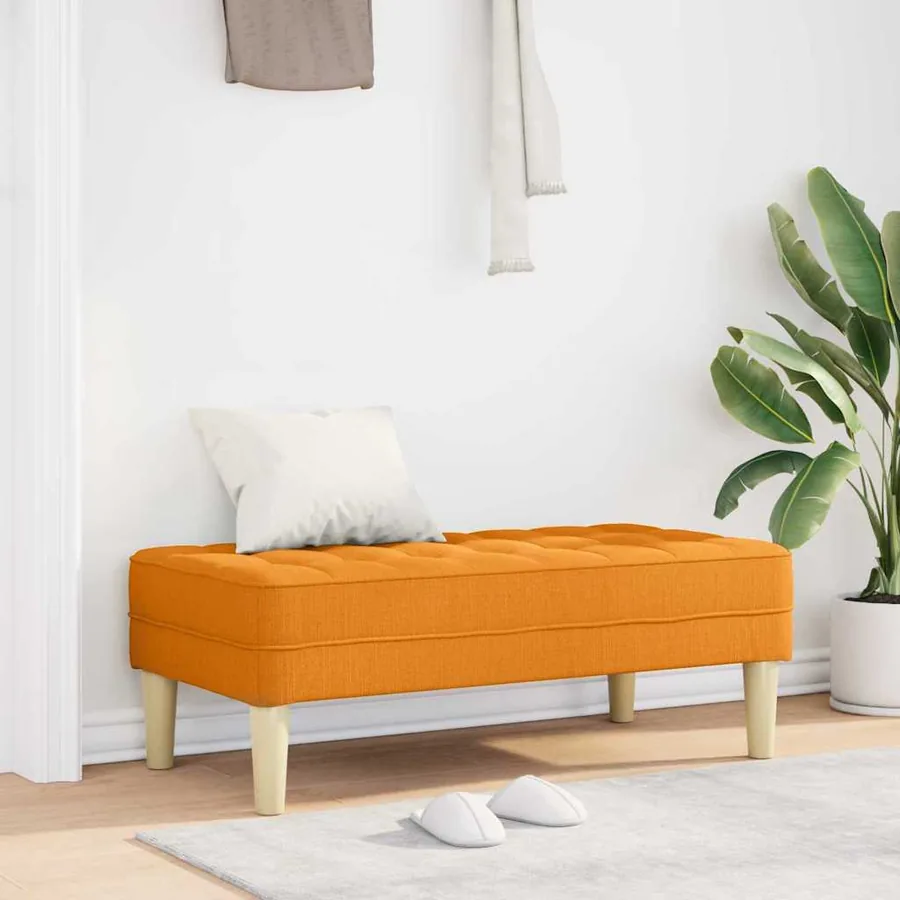 banc avec coussin Jaune foncé 113 x 57 x 39 cm tissu