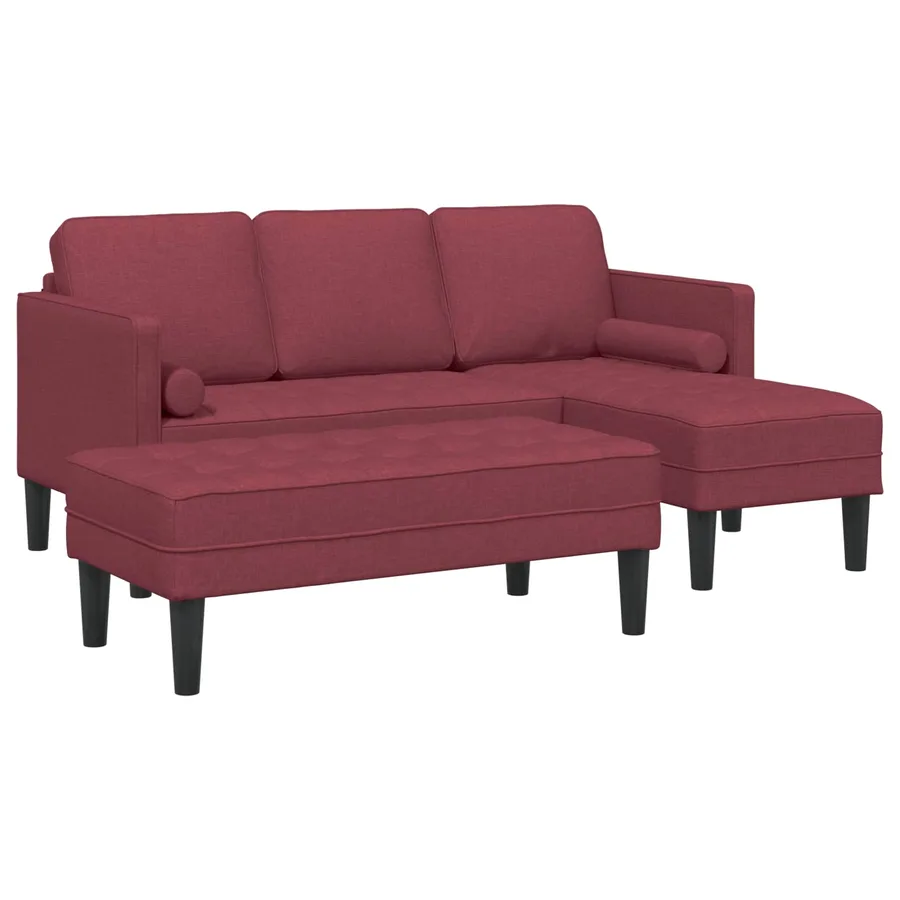 Ensemble de Canapés avec coussin 2 pcs Bordeaux Polyester - 2