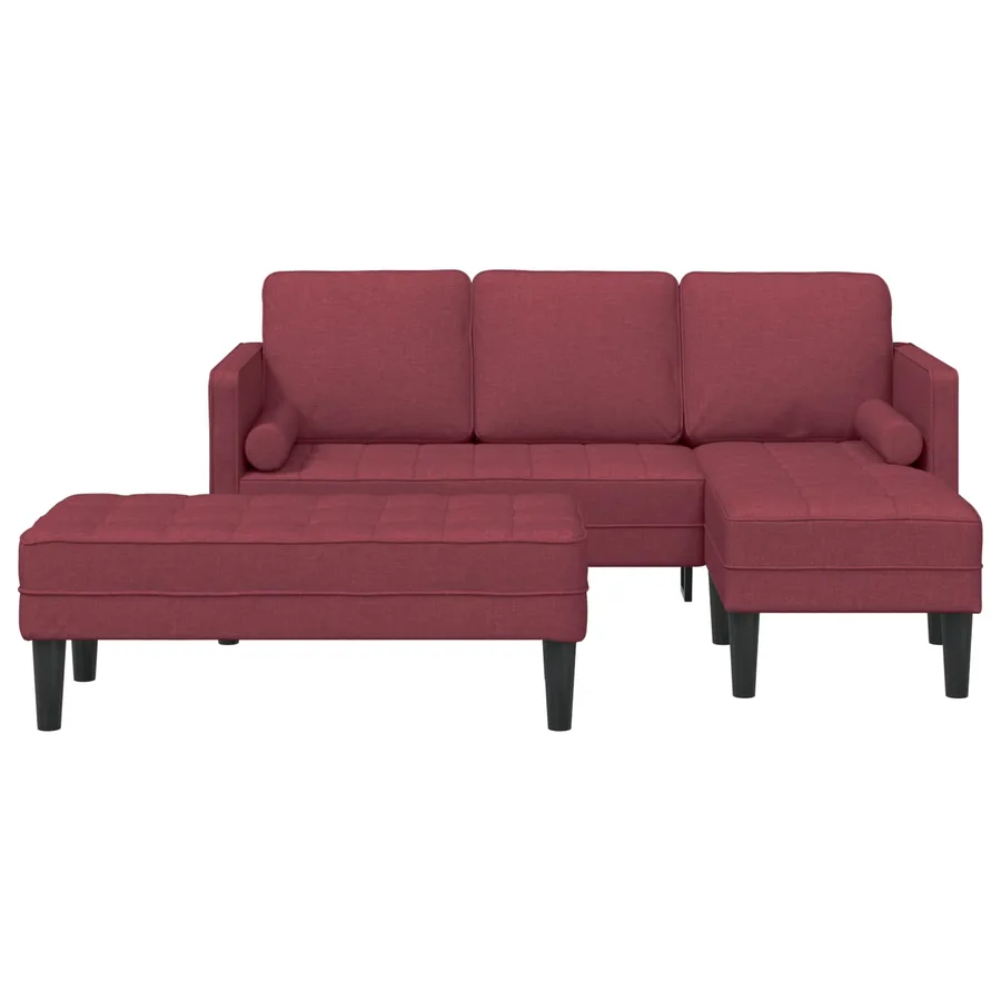 Ensemble de Canapés avec coussin 2 pcs Bordeaux Polyester - 5