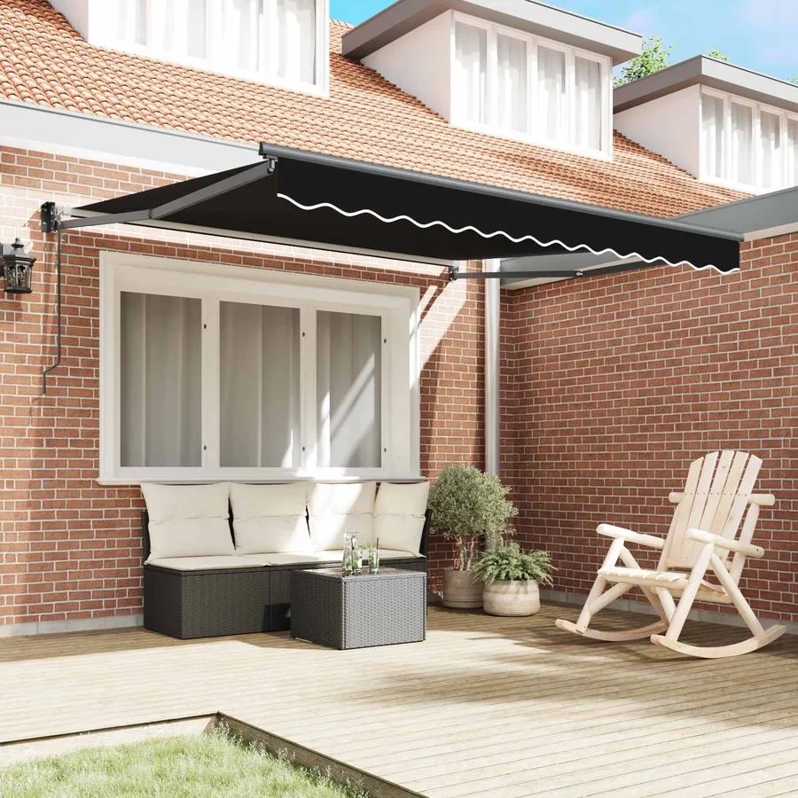 Auvent rétractable Noir 350 x 250 cm Polyester et métal - 3