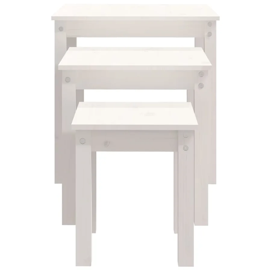 Tables gigognes 3 pcs Blanc Bois de pin massif - 8
