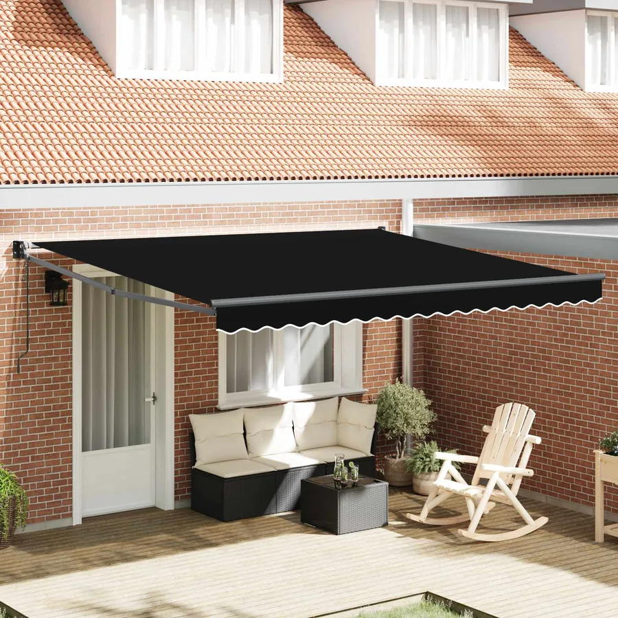 Auvent rétractable Noir 400 × 300 cm Polyester et métal