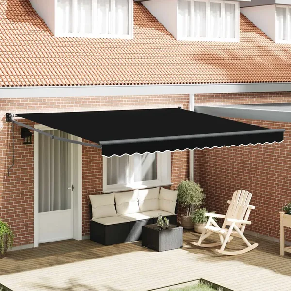 Auvent rétractable Noir 400 × 300 cm Polyester et métal