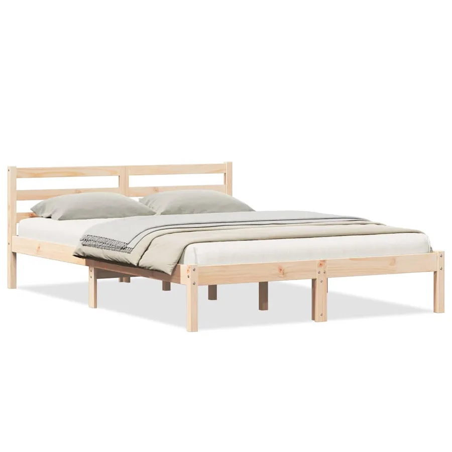 Cadre de lit Marron 225,5 x 145,5 x 69,5 cm Bois de Pin Massif - 3