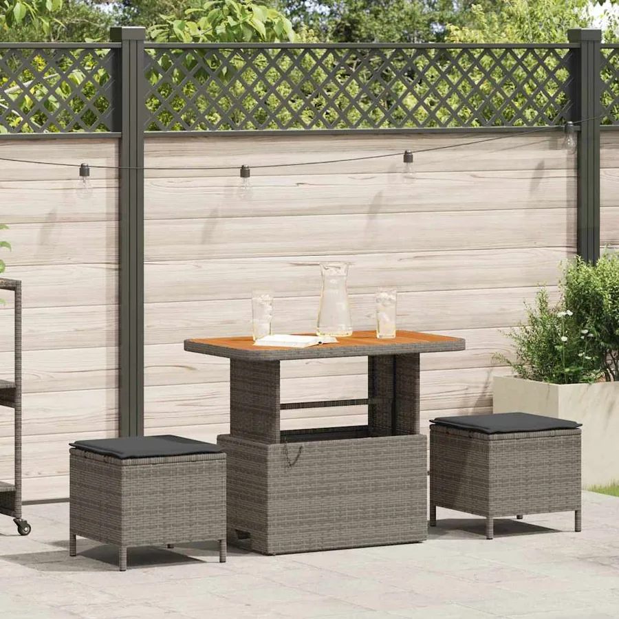 Ensemble de salle à manger pour jardin Gris polyrotin
