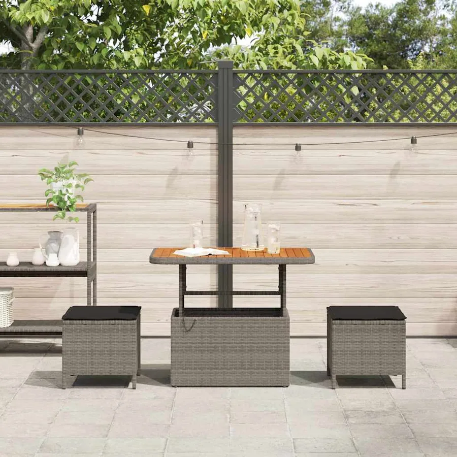 Ensemble de salle à manger pour jardin Gris polyrotin - 4