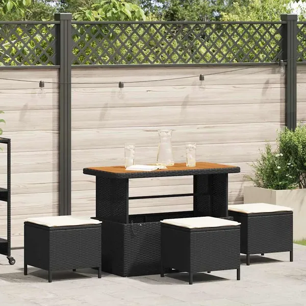 Ensemble de salle à manger pour jardin Noir polyrotin