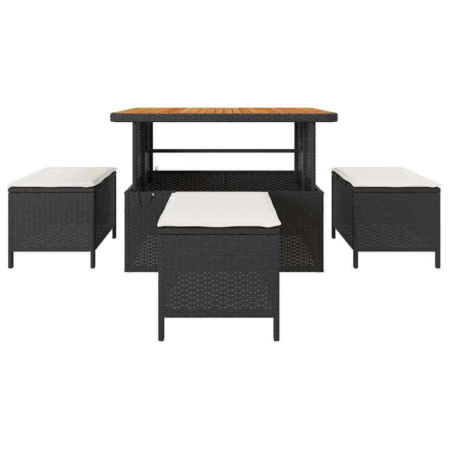 Ensemble de salle à manger pour jardin Noir polyrotin - 7