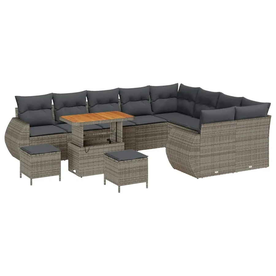 Ensemble de canapé de jardin avec coussin 12 pcs Gris - 2
