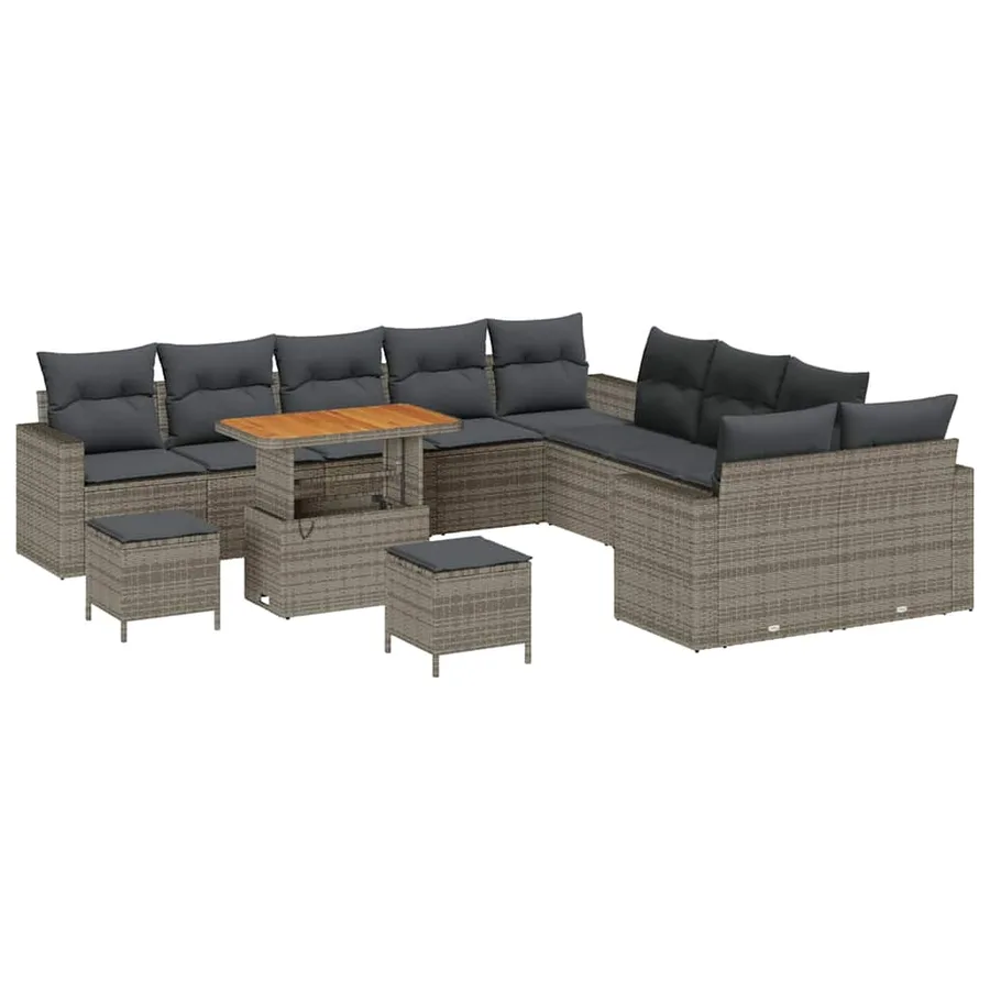 Ensemble de canapé de jardin 13 pcs Gris polyrotin - 2