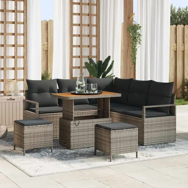 Ensemble de canapé de jardin avec coussin 8 pcs Gris