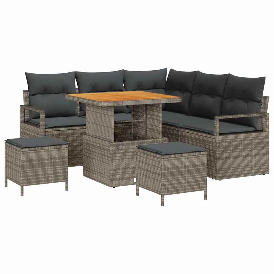 Ensemble de canapé de jardin avec coussin 8 pcs Gris - 2