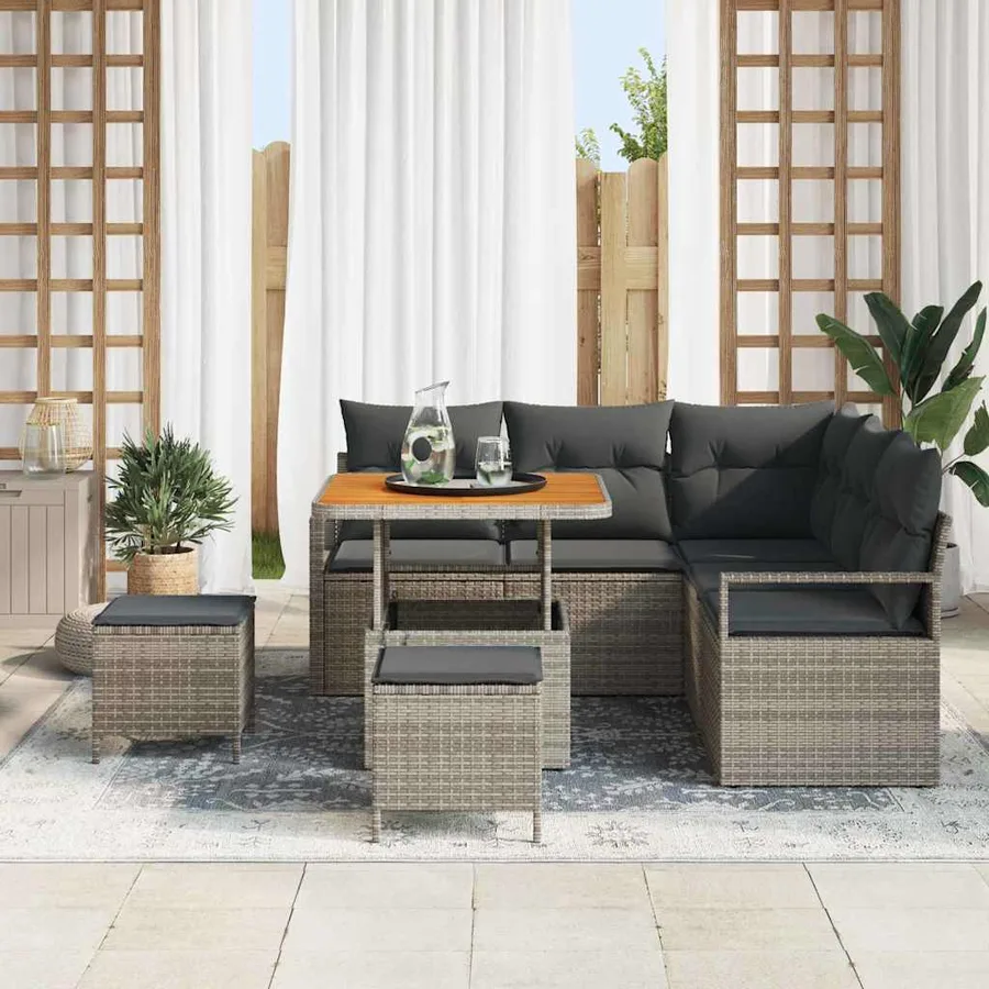 Ensemble de canapé de jardin avec coussin 8 pcs Gris - 3