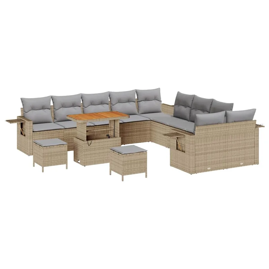 Ensemble de canapé de jardin 13 pcs Beige polyrotin - 2