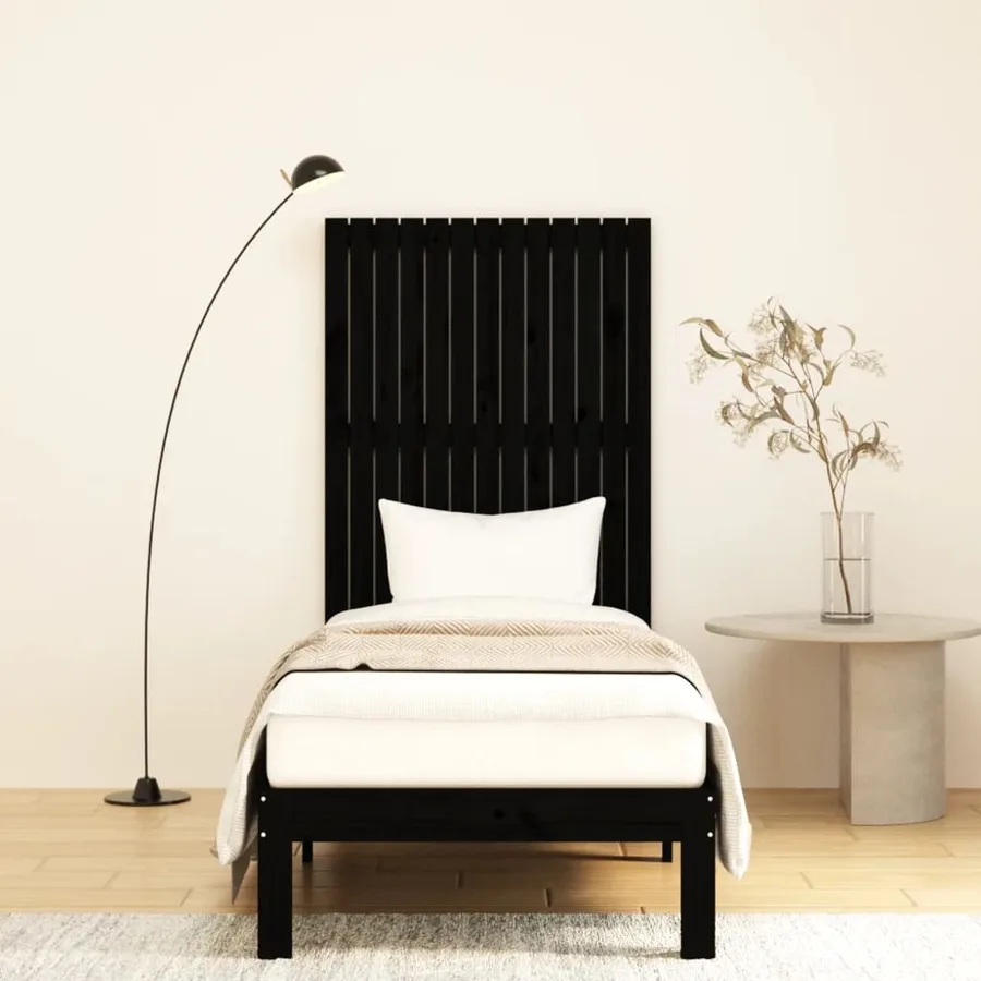 Tête de lit murale Noir 82,5x3x110 cm Bois massif de pin - 3