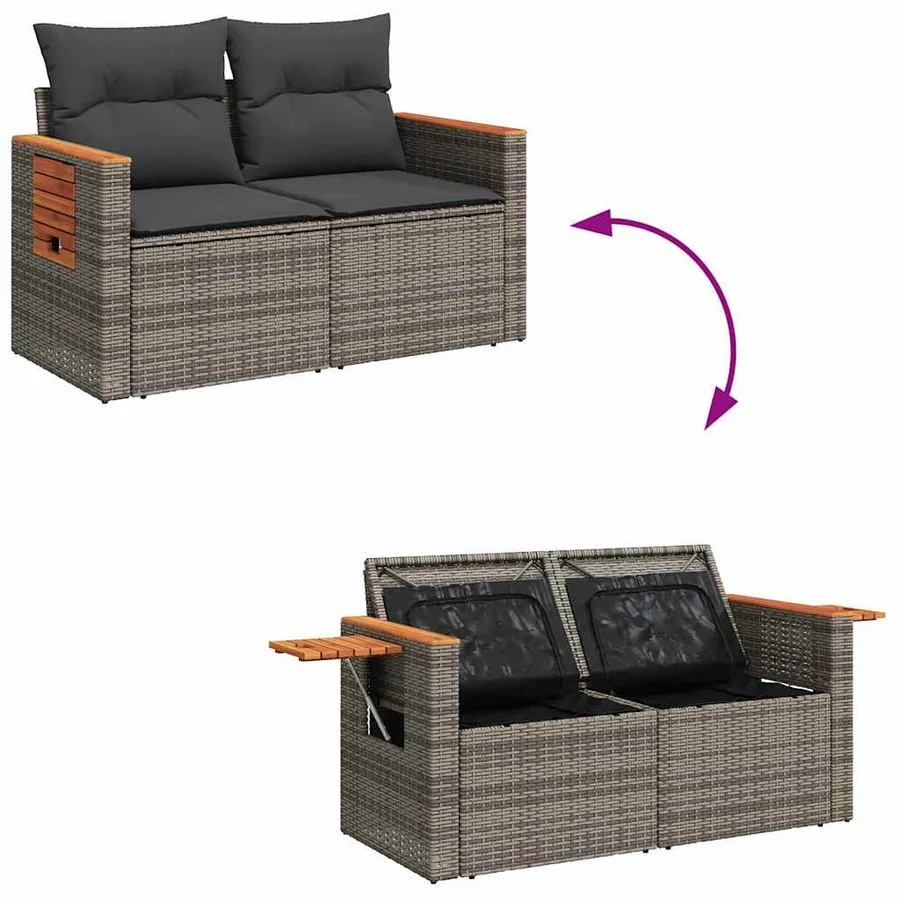 Ensemble de canapé de jardin avec coussin 10 pcs Gris polyrotin - 11