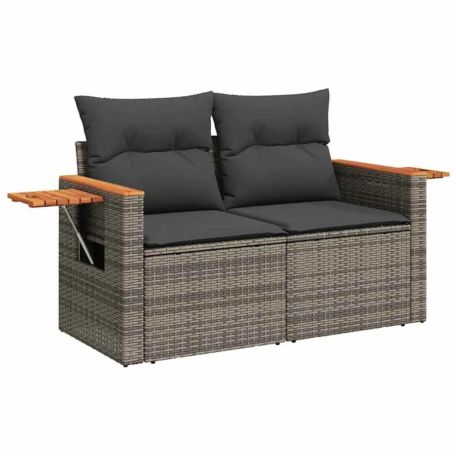 Ensemble de canapé de jardin avec coussin 10 pcs Gris polyrotin - 6