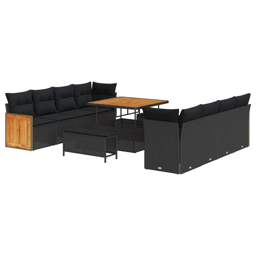 Ensemble de canapé de jardin Noir 231 x 224 x 85 cm polyrotin - 2