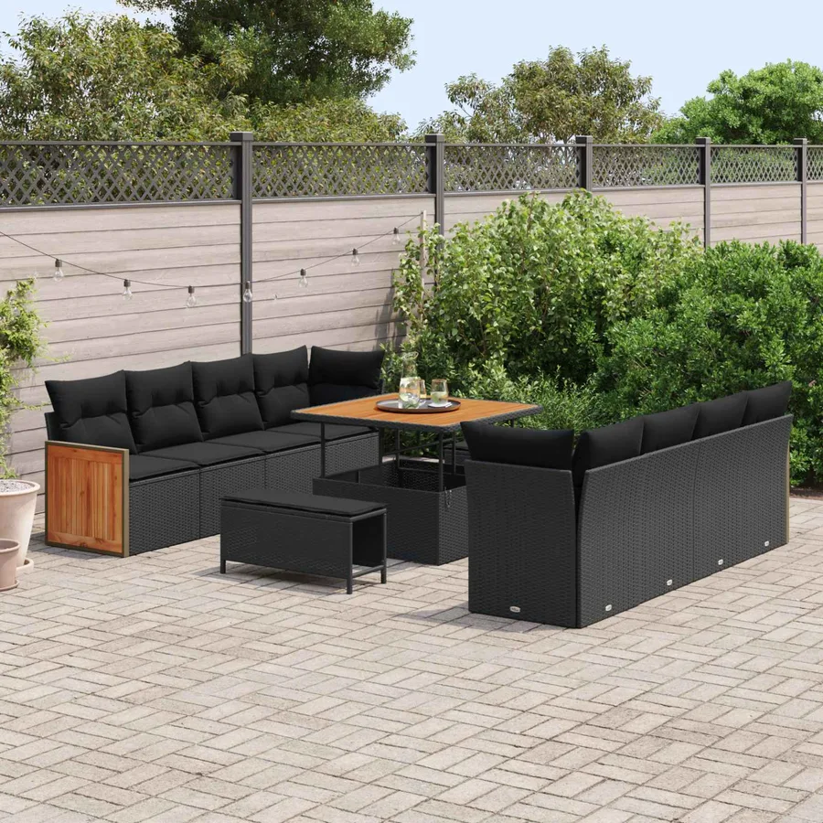 Ensemble de canapé de jardin Noir 231 x 224 x 85 cm polyrotin - 3
