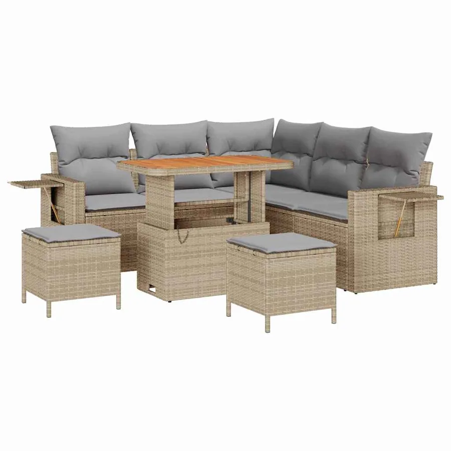 Ensemble de canapé de jardin 9 pcs Beige et Gris clair - 2
