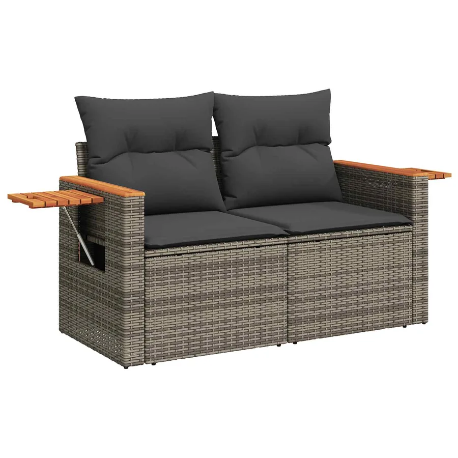 Ensemble de canapé de jardin 8 pcs Gris polyrotin - 6