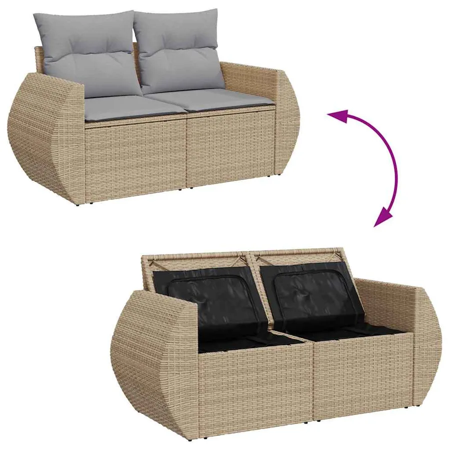 Ensemble de canapé de jardin 11 pcs Beige Poly rotin - 12