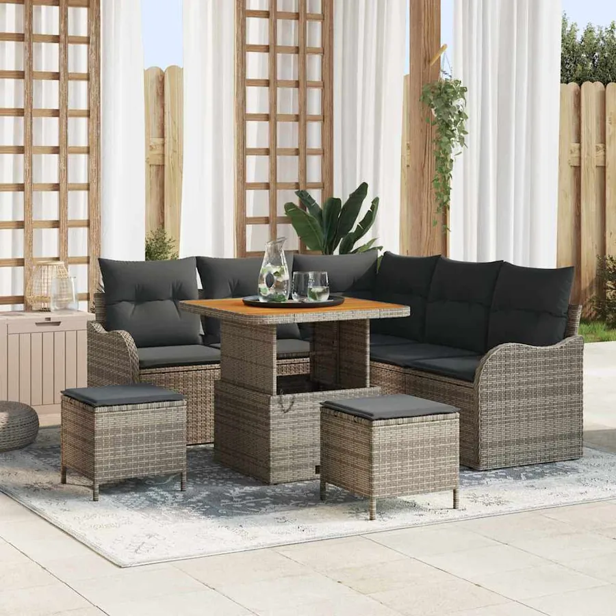 Ensemble de canapé de jardin avec coussin 8 pcs Gris