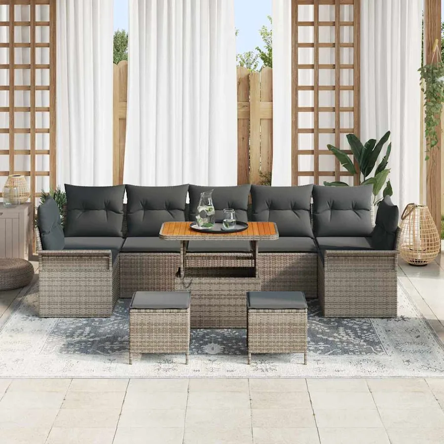 Ensemble de canapé de jardin avec coussin 10 pcs Gris - 3