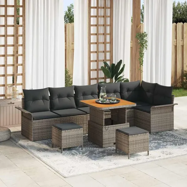 Ensemble de canapé de jardin avec coussin 9 pcs Gris