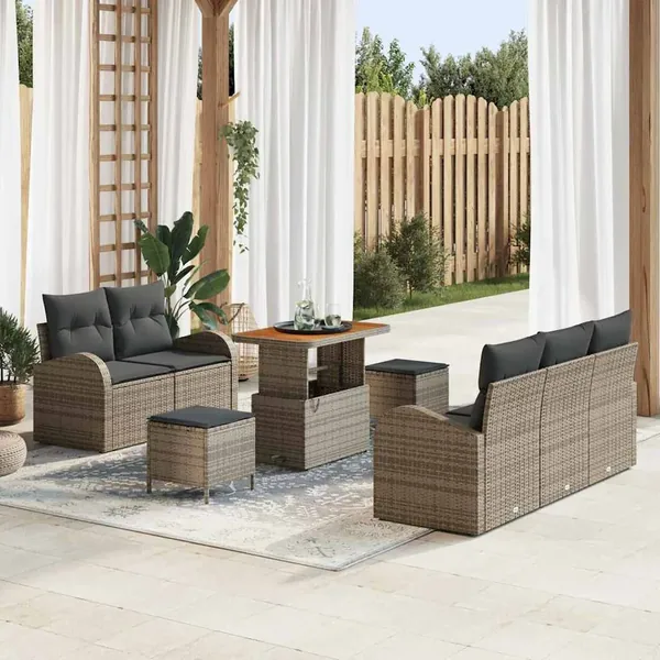Ensemble de canapé de jardin avec coussin 8 pcs Gris