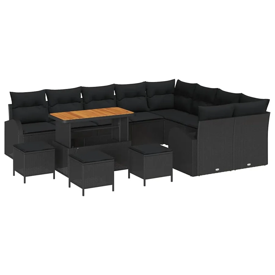 Ensemble de canapé de jardin avec coussin 13 pcs Noir - 2