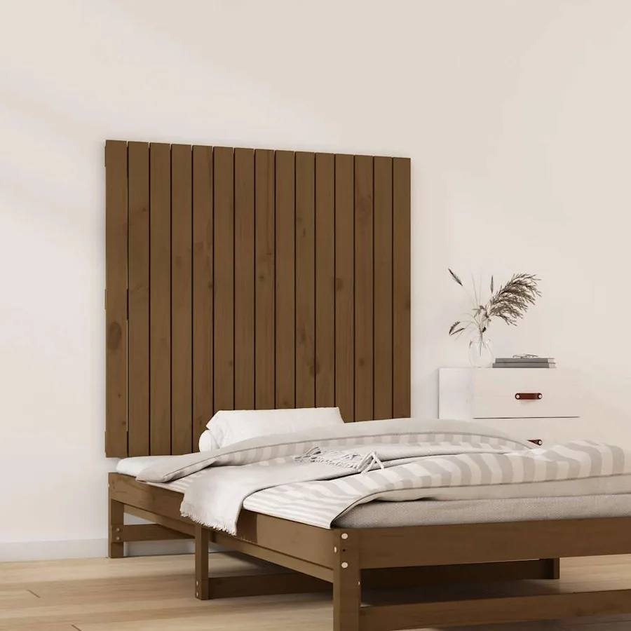 Tête de lit murale Marron miel 95,5x3x90 cm Bois massif de pin - 3