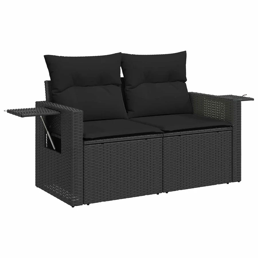 Ensemble de canapé de jardin 12 pcs Noir polyrotin - 6