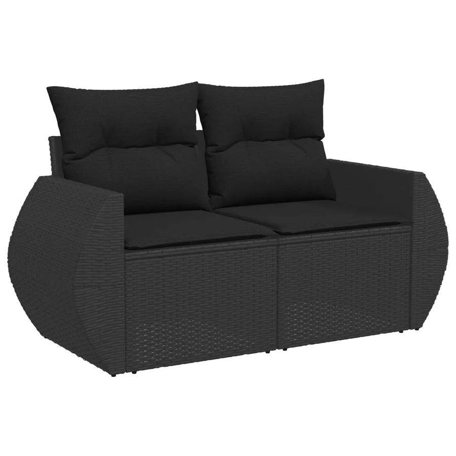Ensemble de canapé de jardin 8 pcs Noir polyrotin - 7