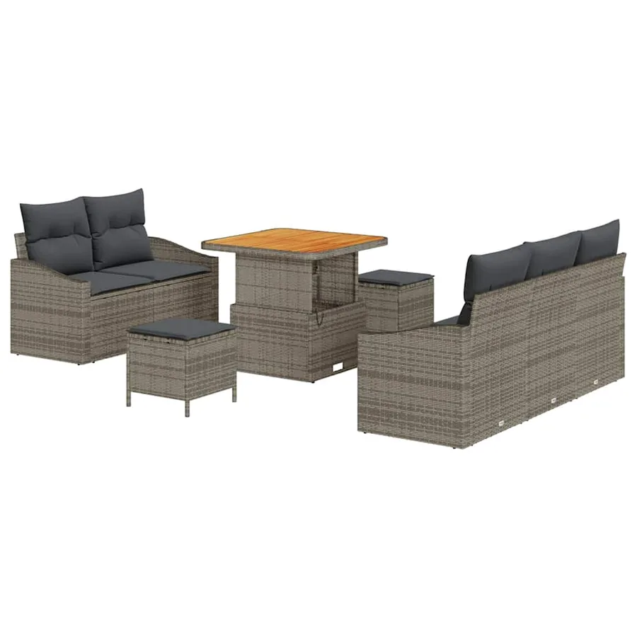Ensemble de canapé de jardin avec coussin 8 pcs Gris - 2