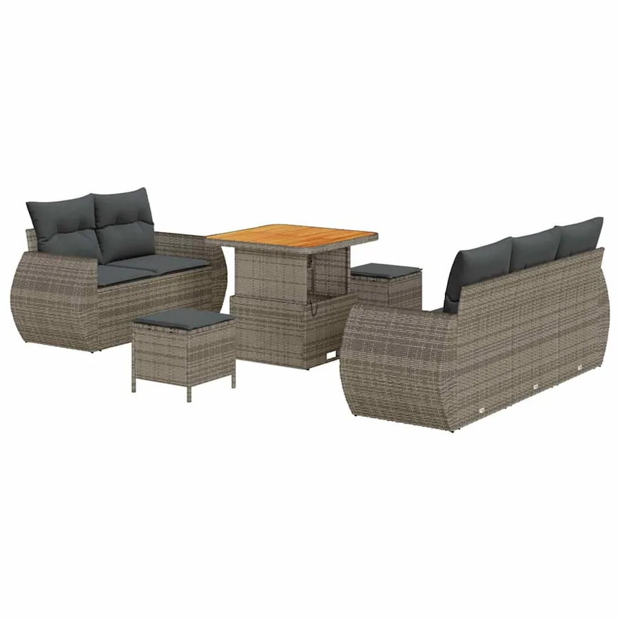Ensemble de canapé de jardin 8 pcs Gris polyrotin - 2