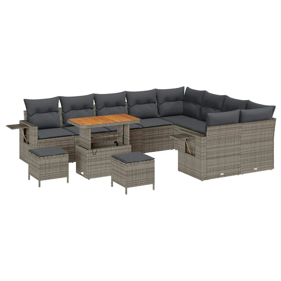 Ensemble de canapé de jardin 12 pcs Gris polyrotin - 2