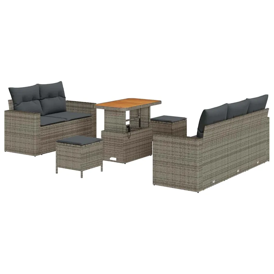 Ensemble de canapé de jardin avec coussin 8 pcs Gris polyrotin - 2