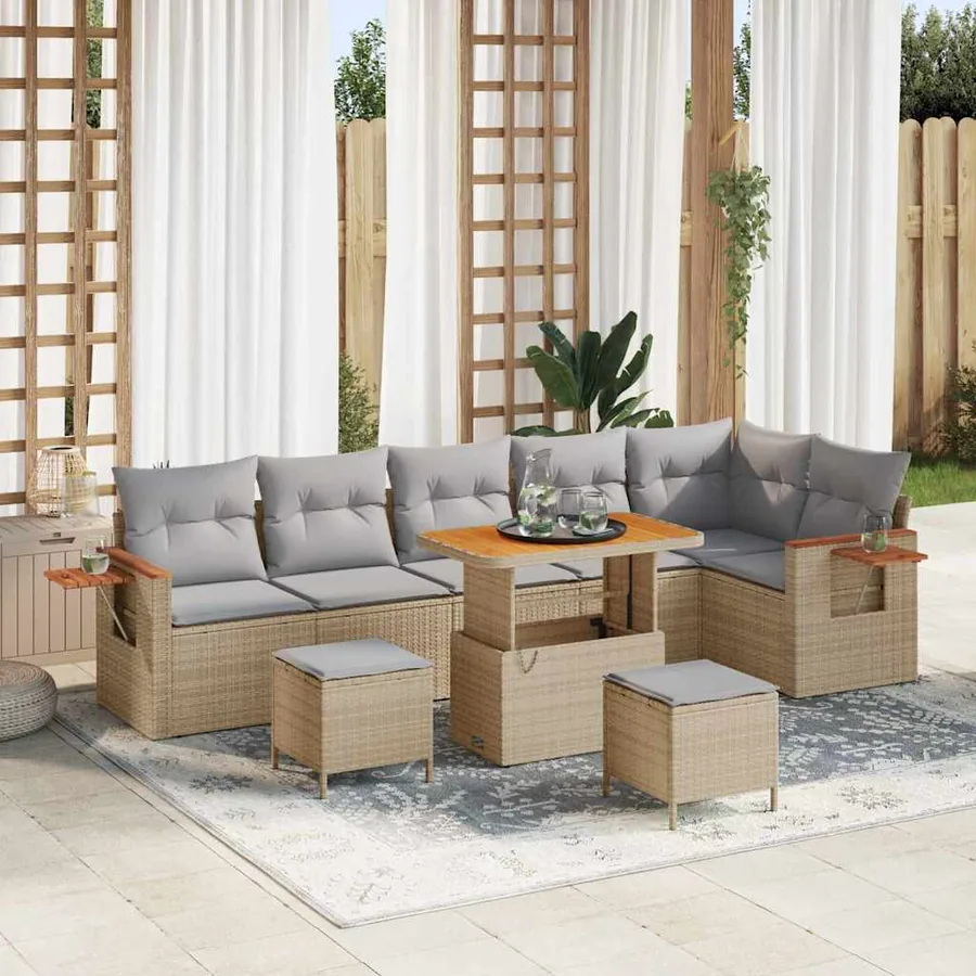 Ensemble de canapé de jardin 11 pcs Beige et Gris clair
