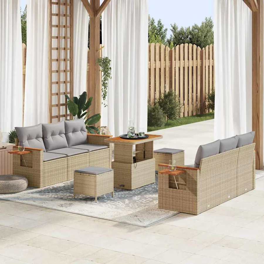Ensemble de canapé de jardin 11 pcs Beige et Gris clair