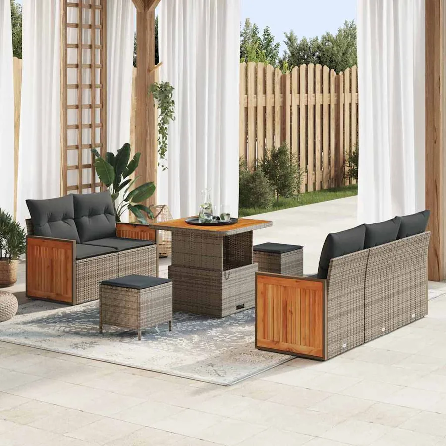 Ensemble de canapé de jardin avec coussin 10 pcs Gris polyrotin