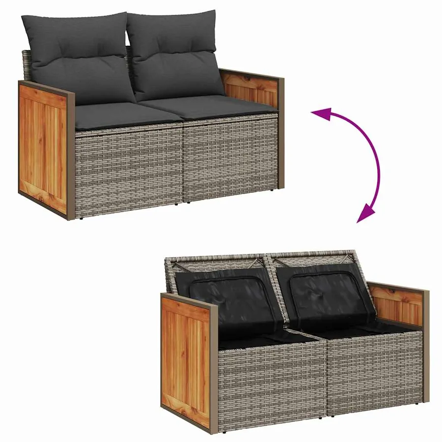 Ensemble de canapé de jardin avec coussin 10 pcs Gris polyrotin - 11