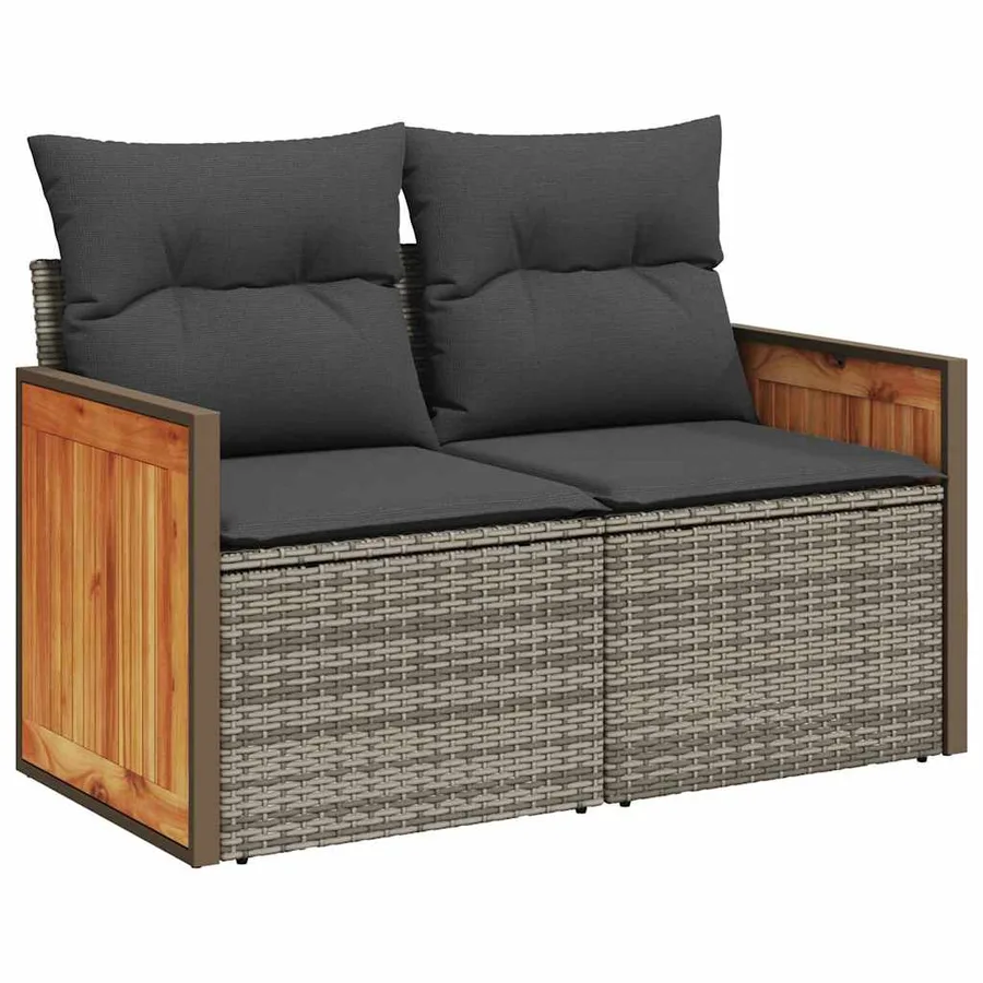 Ensemble de canapé de jardin avec coussin 10 pcs Gris polyrotin - 6