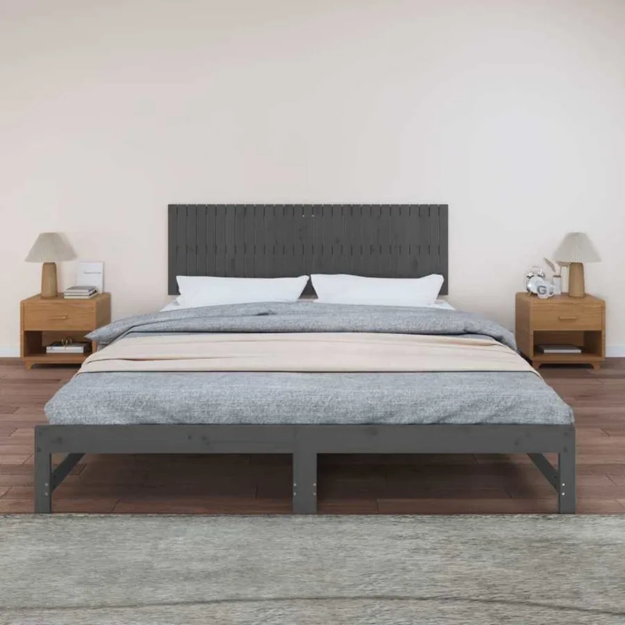 Tête de lit murale Gris 185x3x60 cm Bois massif de pin - 3