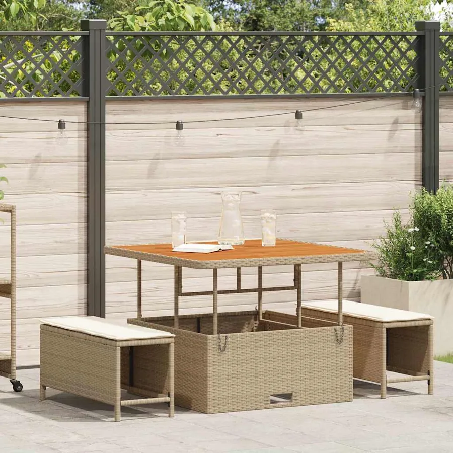 Ensemble de salle à manger pour jardin Beige polyrotin