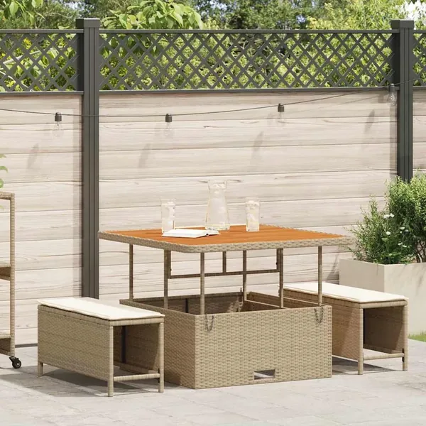 Ensemble de salle à manger pour jardin Beige polyrotin