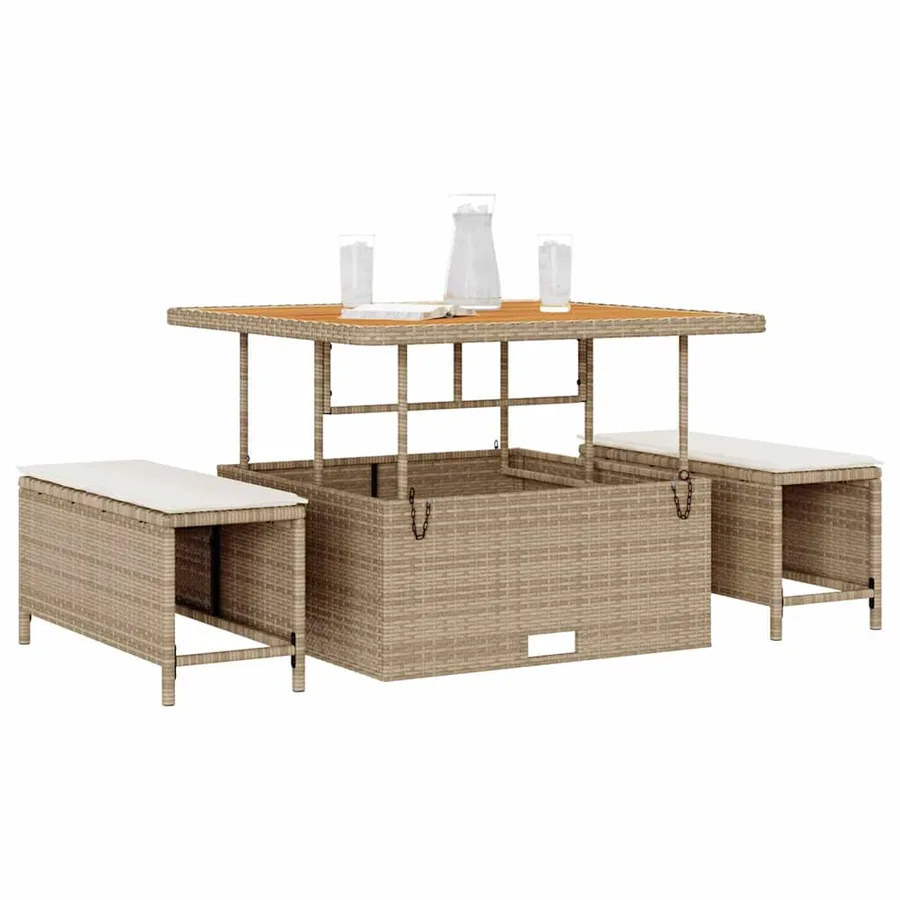 Ensemble de salle à manger pour jardin Beige polyrotin - 3